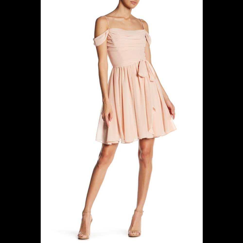 Vera Wang Off-the-Shoulder Charmeuse Dress